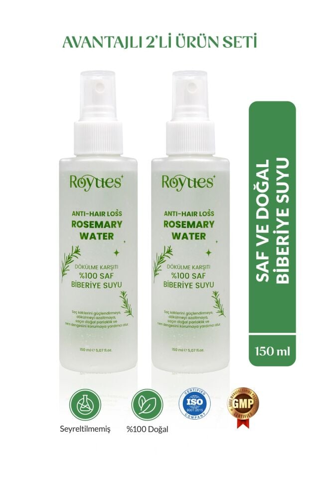 Biberiye Suyu 2’li Set - Dökülme Karşıtı ve Saç Uzatma Etkili Saç Toniği 150ml + 150ml