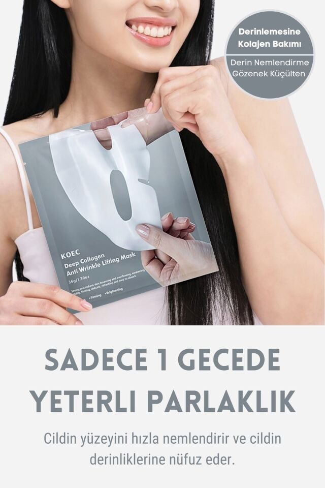 Bio Kolajen Şeffaf Kore Maskesi - Akne Karşıtı, Yatıştırıcı, Parlaklık ve Nemlendirme Etkili