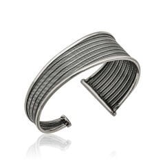 925 Ayar Gümüş Eskitme Desenli Bilezik T6117 (491491)