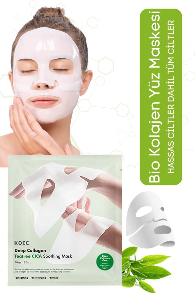 Bio Kolajen Şeffaf Kore Maskesi - Teatree Cica İçerikli Cilt Yatıştırıcı ve Akne Karşıtı