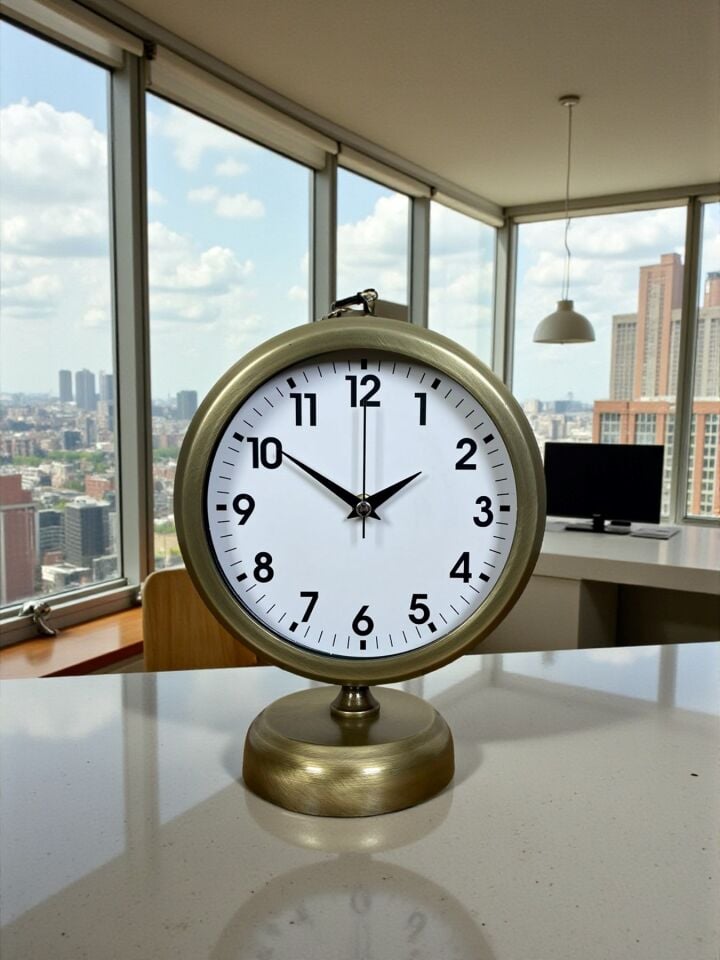 Vinatge Dekoratif 25 x 20 Cm Metal Masa Saati