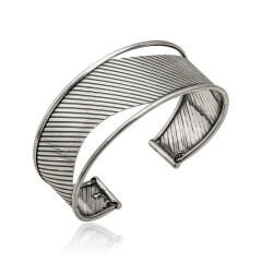 925 Ayar Gümüş Eskitme Desenli Bilezik T6121 (491491)