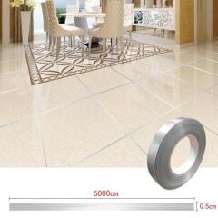 0.5 Cm Kalınlık Gümüş Fayans Arası Şerit Bandı 50 Metre Banyo Derz Dekor Bandı (491491)
