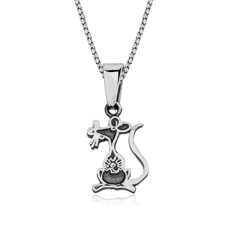 ​925 Ayar Gümüş Fare Unisex Gümüş Kolye T5075 (491491)