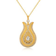 925 Ayar Gümüş Damla Taşlı Lale Kadın Gümüş Kolye PT2610655 (491491)