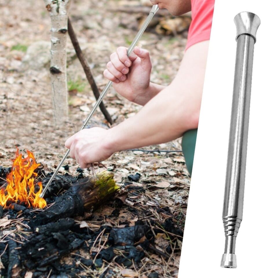 AD  Teleskopik Ateş Başlatıcı Outdoor Üfleme Borusu 63 Cm