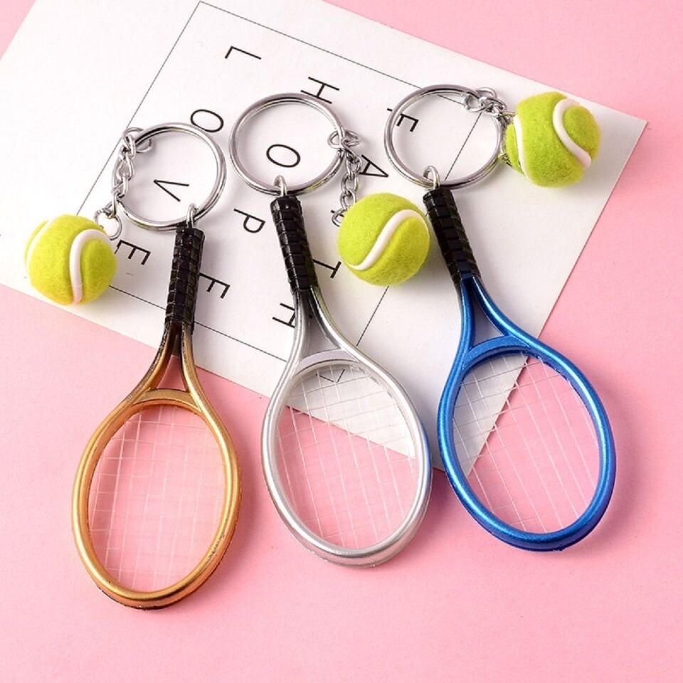 AD Gerçekçi Tenis Raketi Tasarımlı Şık Anahtarlık Kolye Çanta Süsü Tennis Keychain
