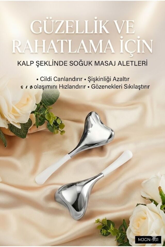 Kalp Şeklinde Soğuk Yüz Masaj Aleti - Cilt Sıkılaştırıcı ve Şişkinlik Giderici Cryo Sticks