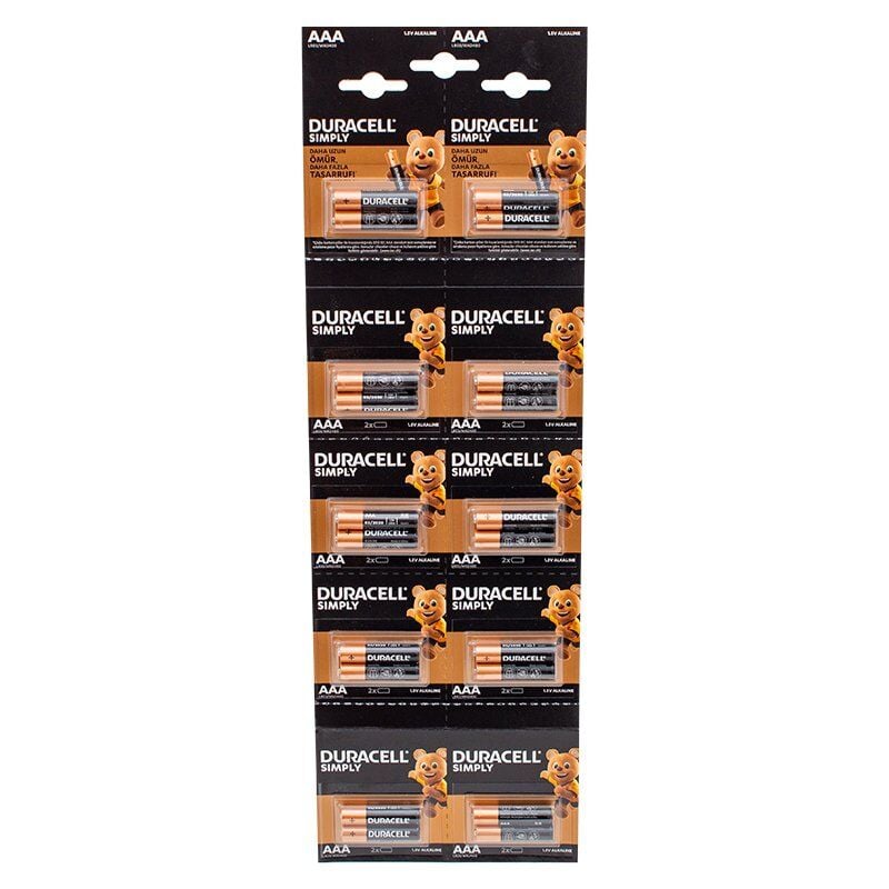 Duracell 1.5V İnce AAA 20'li Alkalin Pil LR03/MN20 (491491)