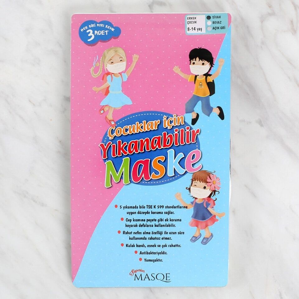 Loren Erkek Çocuklar için Yıkanabilir Maske 8 - 14