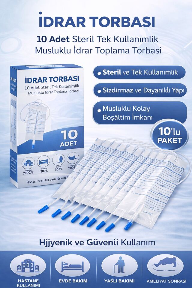 İdrar Torbası Steril Medikal İdrar Toplama Torbası 10 ADET