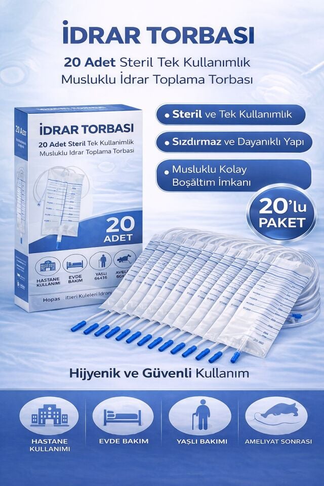 İdrar Torbası Steril Medikal İdrar Toplama Torbası 20 ADET