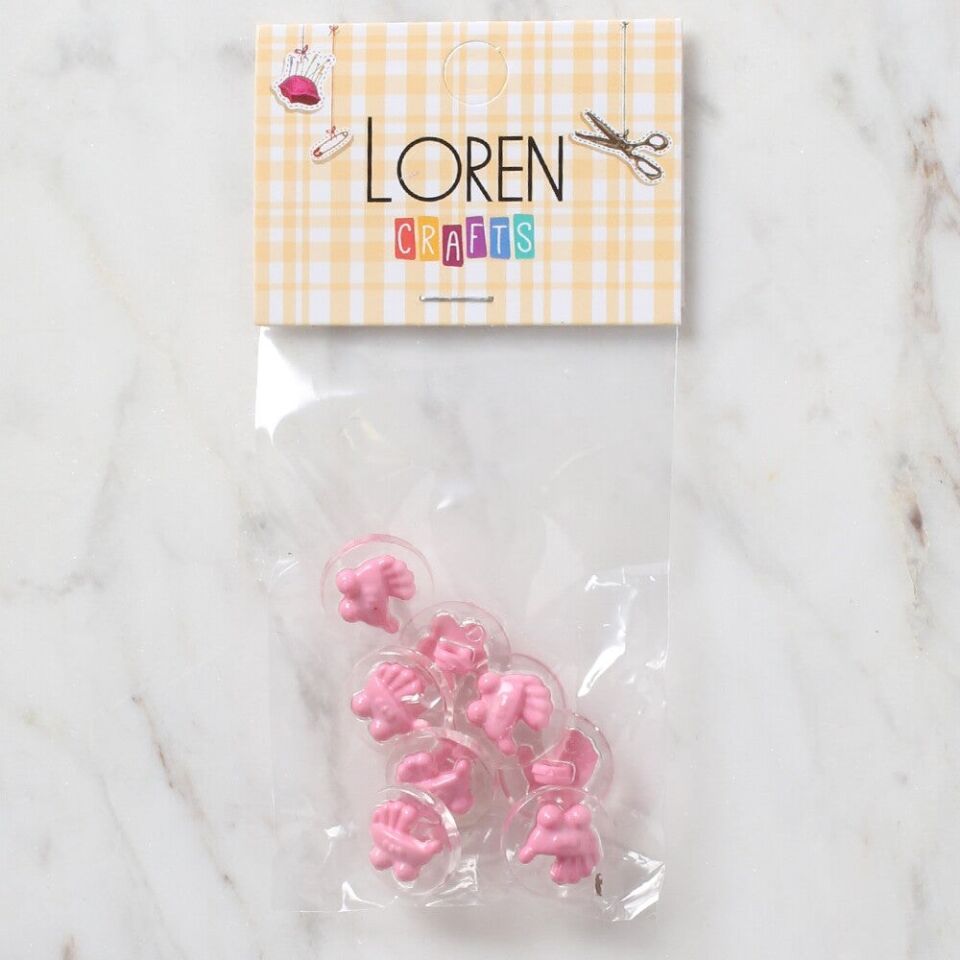 Loren Crafts 8 li Şeffaf Pembe Bebek Arabası Düğme