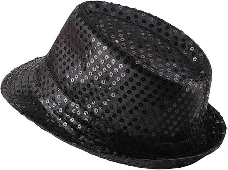 Mey İthalat® Çocuk Boy Siyah Payetli Şapka Gösteri Şapkası Michael Jackson Şapkası 54 No