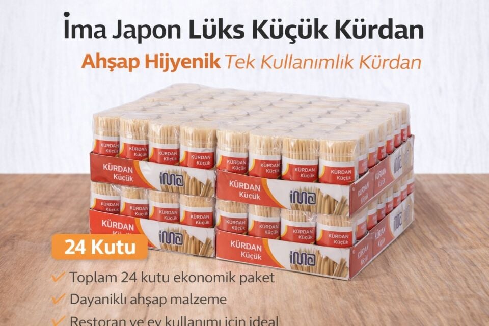 İma Japon Lüks Küçük Kürdan Ahşap Hijyenik Tek Kullanımlık Kürdan 24 Adet