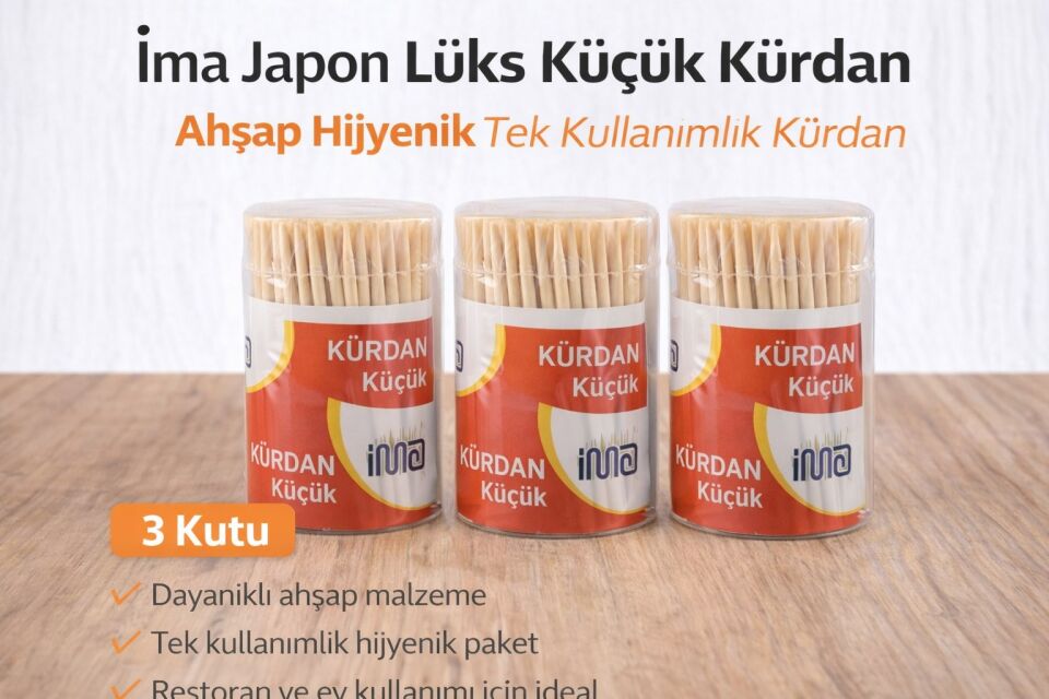 İma Japon Lüks Küçük Kürdan Ahşap Hijyenik Tek Kullanımlık Kürdan 3 Adet