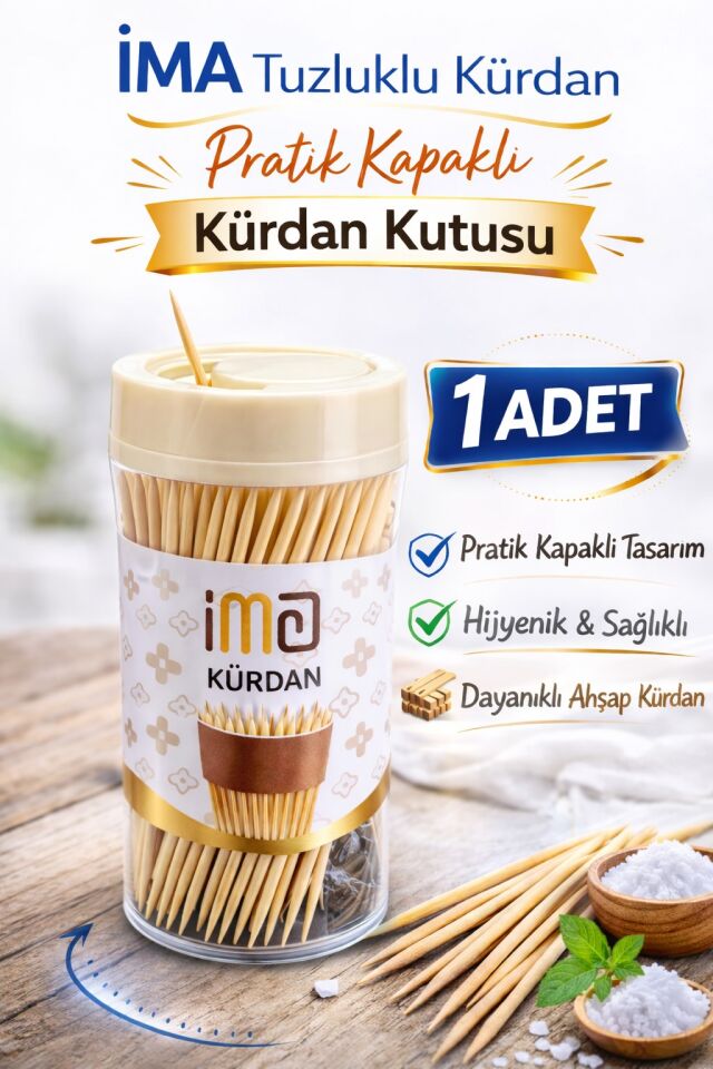 İMA Tuzluklu Kürdan 1 Adet | Pratik Kapaklı Kürdan Kutusu