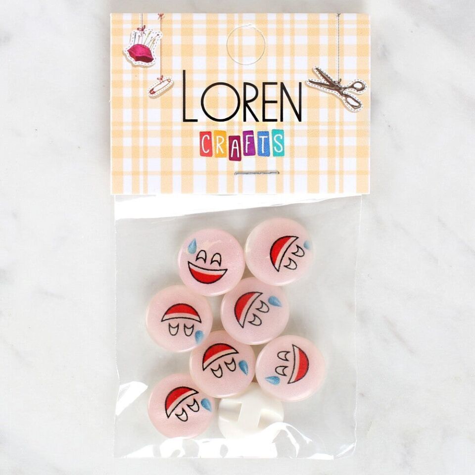 Loren Crafts 8'li Gülen Yüz Düğme - 1017