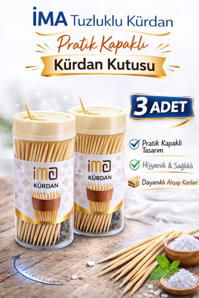 İMA Tuzluklu Kürdan 3 Adet | Pratik Kapaklı Kürdan Kutusu