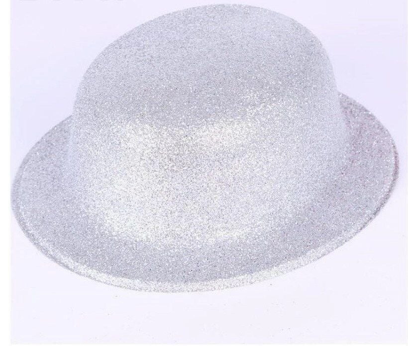 Mey İthalat® Gümüş Renk Yuvarlak Simli Plastik Parti Şapkası