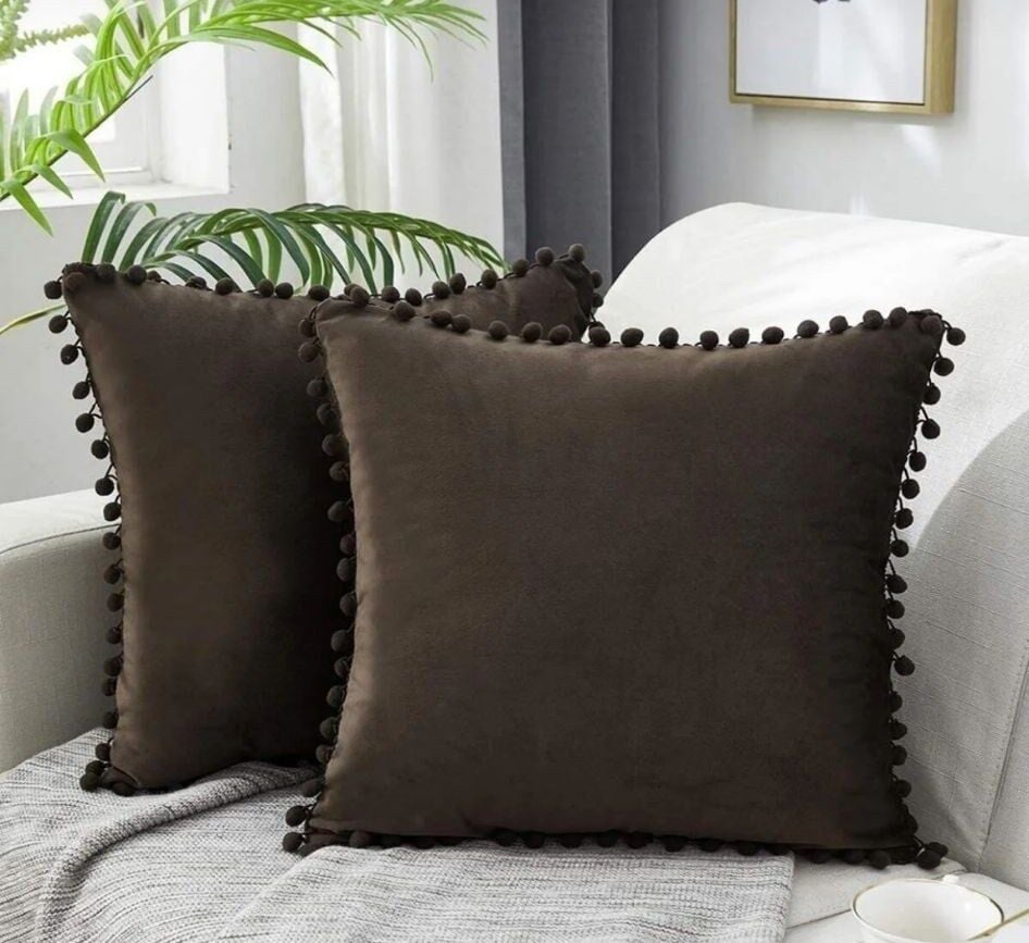 2'li ponponlu kırlent kılıf seti 40 x 40