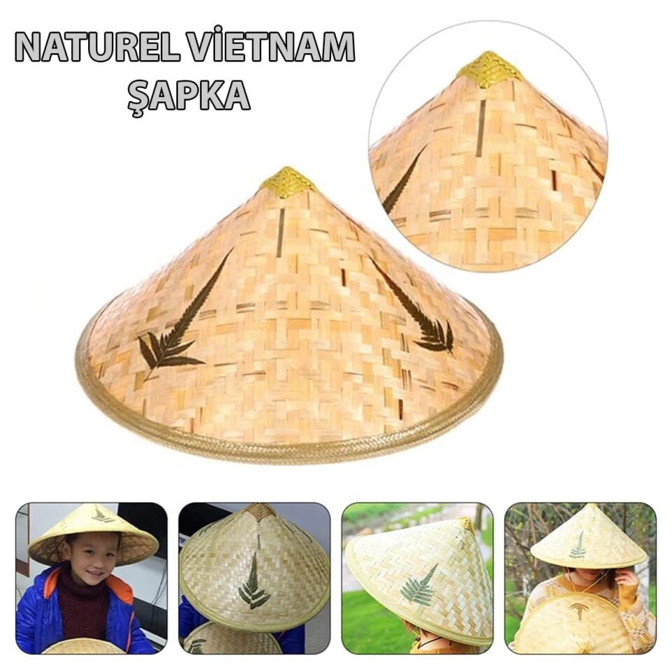 Mey İthalat® Naturel Renk Cambodia Kamboçyalı Vietnam Şapkası PVC Hasır