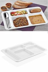 1 Adet  5 Bölmeli Kırılmaz Tabldot Tabak Self Servis Yemekhane Okul Lokanta Tabildot (40 cm x28 cm) (491491)