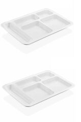 10 Adet  5 Bölmeli Kırılmaz Tabldot Tabak Self Servis Yemekhane Okul Lokanta Tabildot (40 cm x28 cm) (491491)