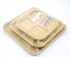 3'lü Ahşap Kahvaltı Çerez Ve Meyve Sunum Tabağı