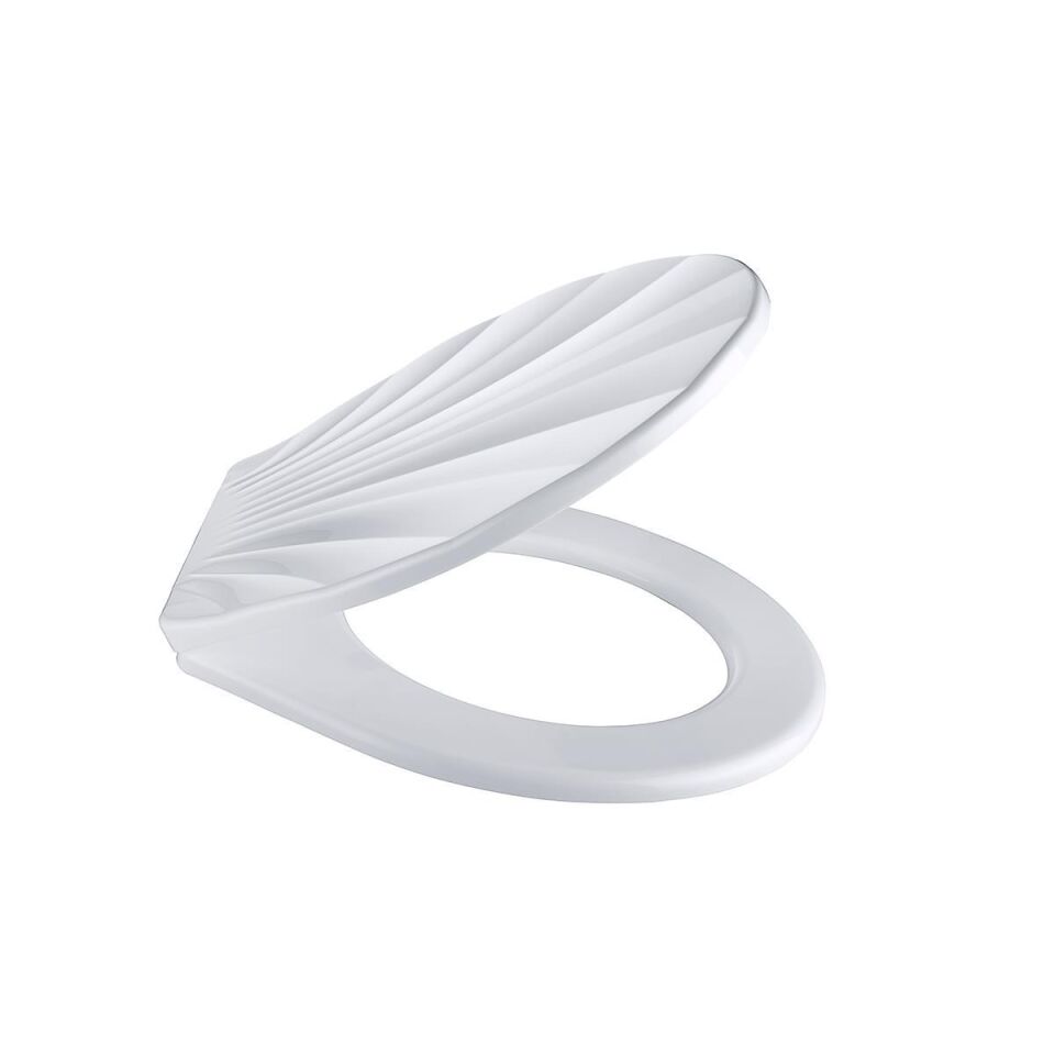 AD Desenli Şık Ergonomik Rahat Beyaz Renk Klozet Kapağı