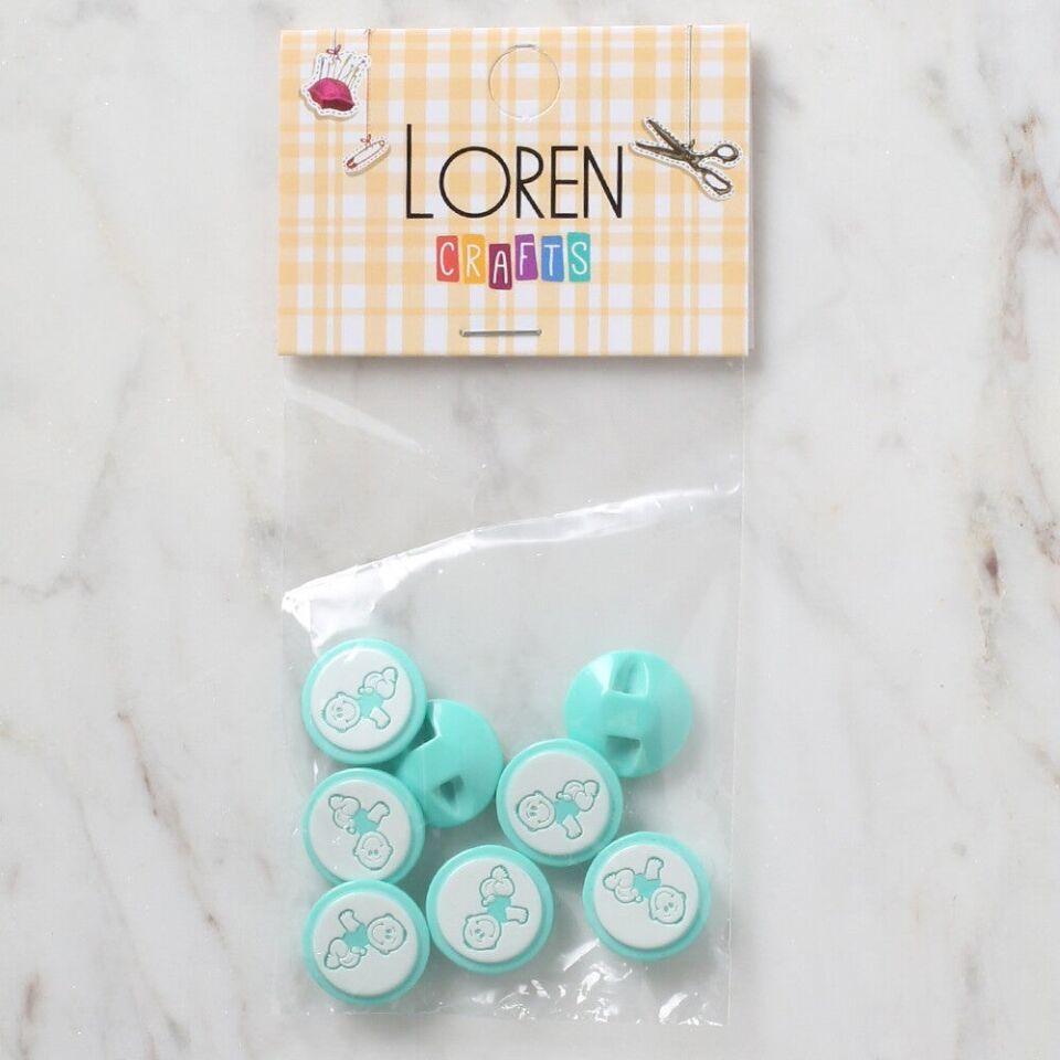 Loren Crafts 8 li Yeşil Bebe Düğme - 372