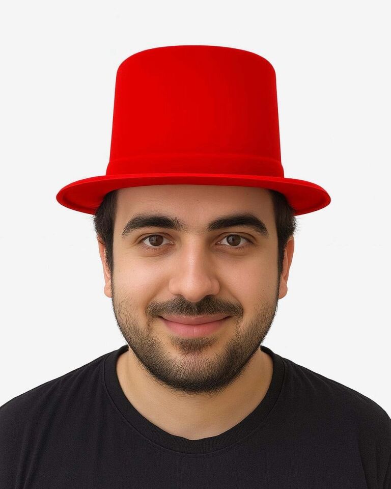 Mey İthalat® Kırmızı Renk Plastik Nubuk Kadife Flok Kaplama Fötr Şapka 11 cm