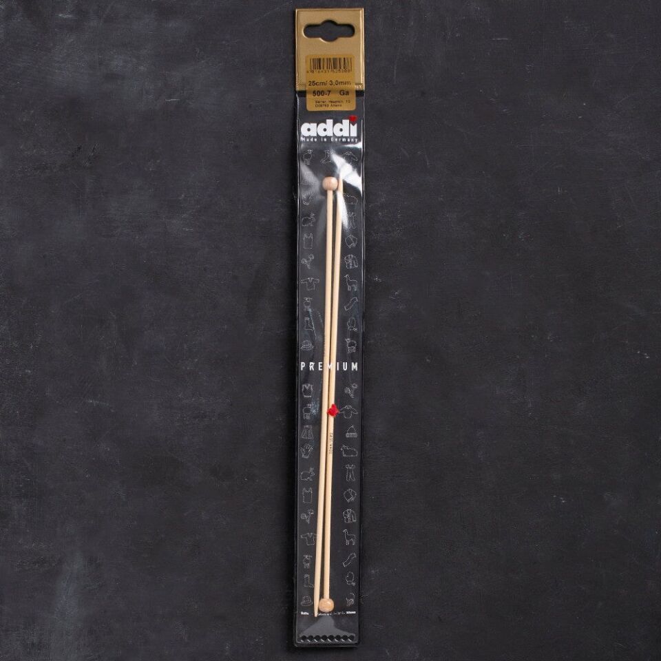 Addi Premium 3mm 25cm Bambu Örgü Şişi - 5007025-03