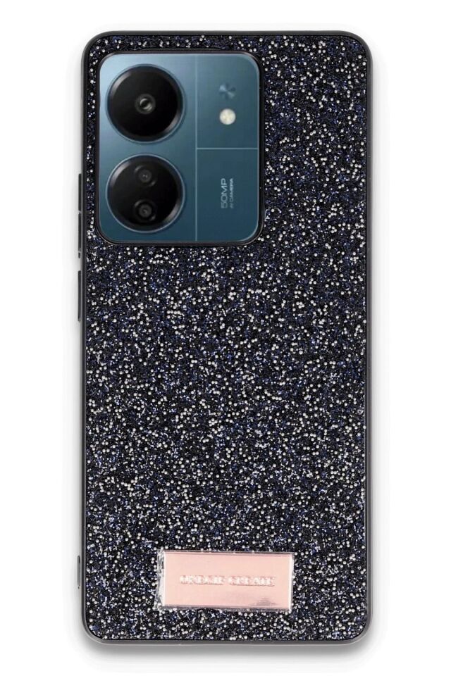 Mey İthalat®   Redmi 13C Bright Simli Kapak - Siyah