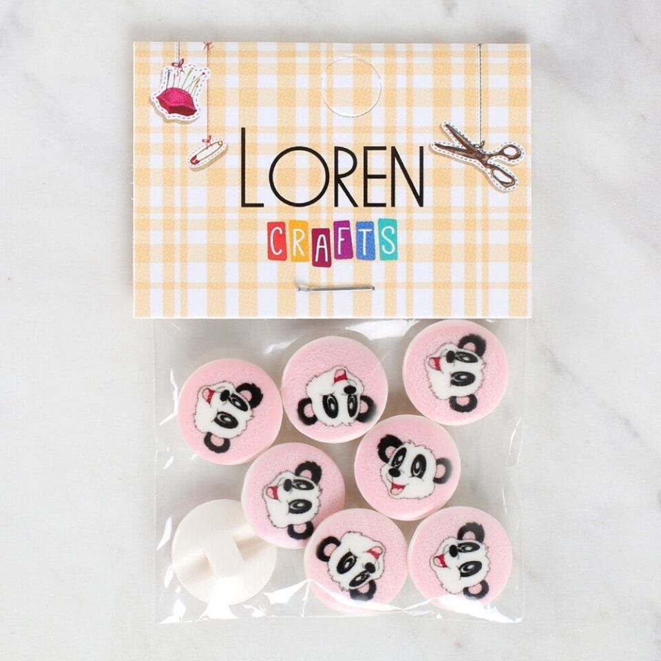 Loren Crafts 8'li Panda Düğme - 1054