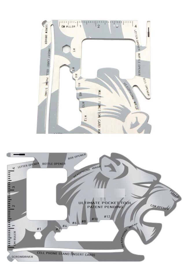 AD 18 Fonksiyonlu Cüzdan İçi Aslan Tasarımlı Kart Acil Durum Kiti