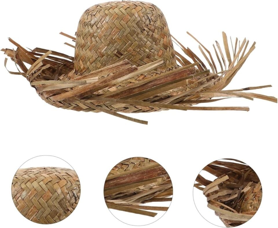 Mey İthalat® Tropikal Parti Naturel Hasır Hawaii Şapkası 13x36 cm