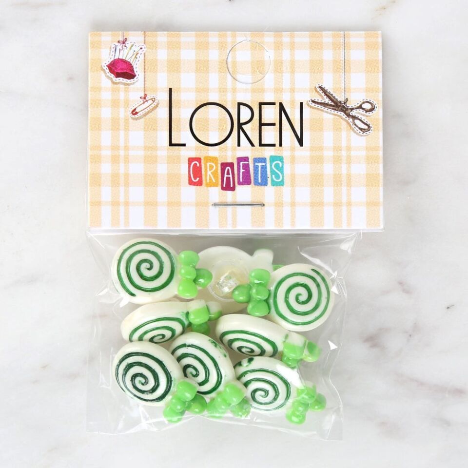 Loren Crafts Yeşil 8'li Düğme - 3024