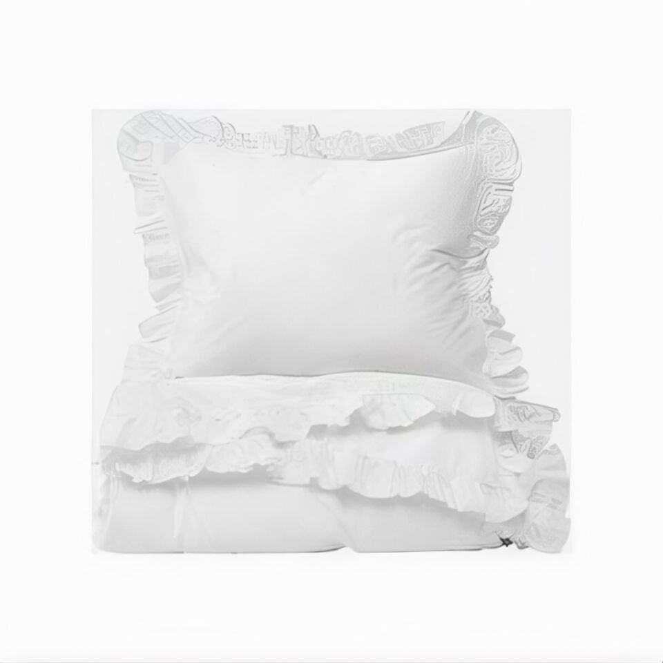 Beyaz fırfırlı çift kişilik nevresim takımı