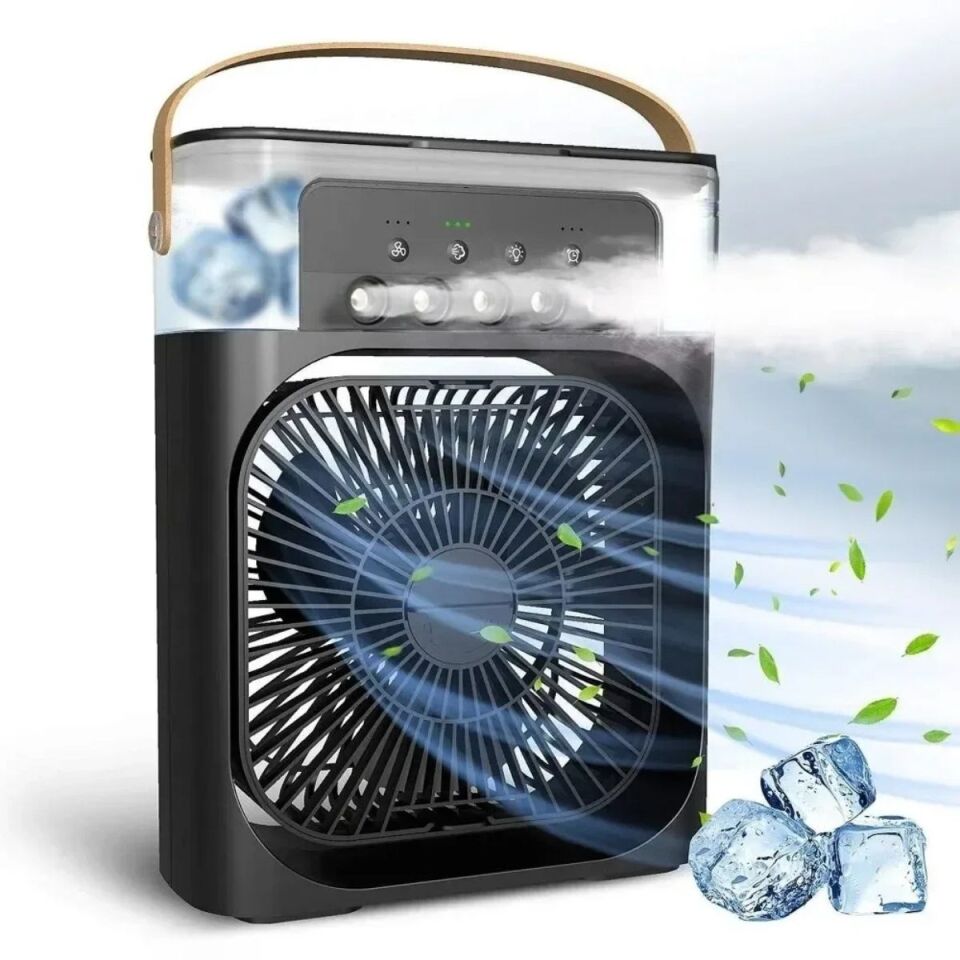 AD Taşınabilir 3 Farklı Mod Ayarlı 7 Farklı Led Işıklı Sulu Soğutmalı Taşınabilir Masaüstü USB Fan Vantilatör