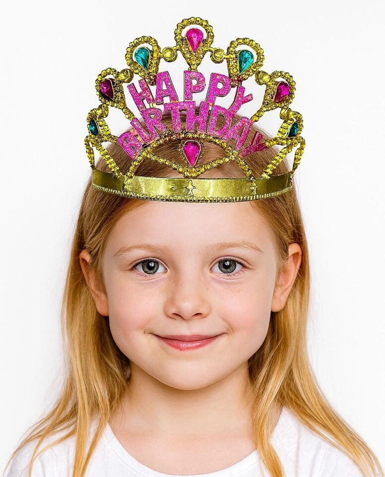 Mey İthalat® Altın Renk Happy Birthday Yazılı Doğum Günü Tacı 60 cm