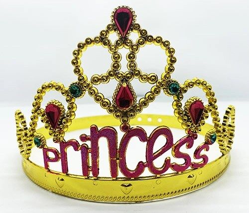 Mey İthalat® Prenses Yazılı Altın Renk Ayarlanabilir Parti Tacı 60 cm