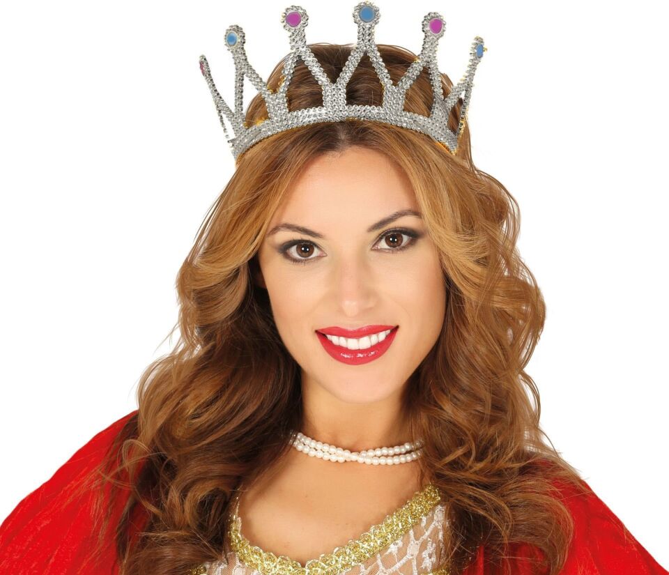 Mey İthalat® Rönesans Kostümlü Kraliyet Ortaçağ Gümüş Kraliçe Prenses Tacı