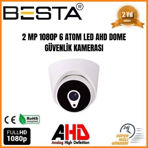 2 MP 1080P 6 ATOM LED Dome AHD Güvenlik Kamerası 50 Adet Koli