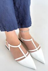 Canca Beyaz Rugan Babet Ayakkabı