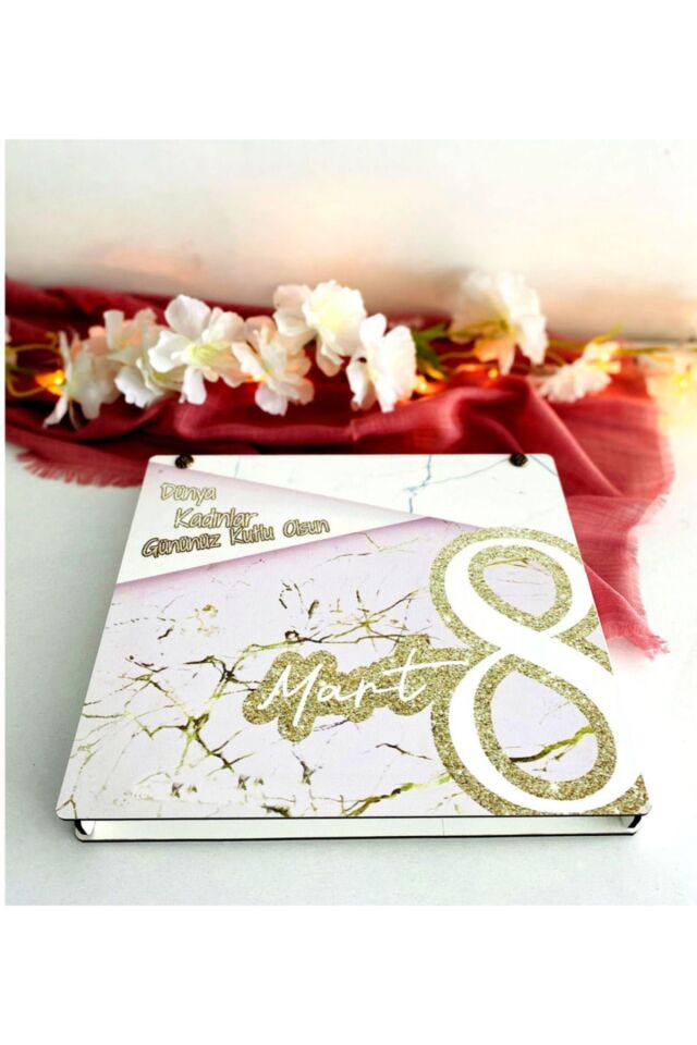 Kadınlar Günü Ahşap Kutulu Ahşap Defter Kalem Seti - Pmb1