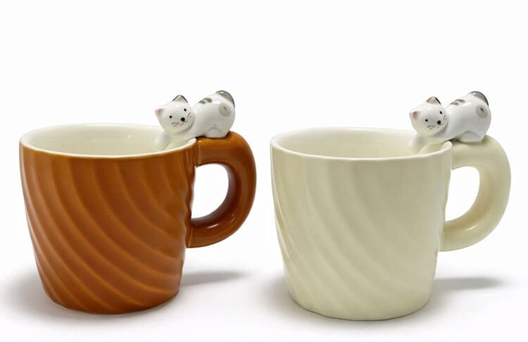 3D Kedi Figürlü Desenli Kupa Bardak