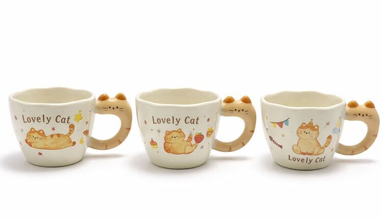 3D Kedi Kuyruk Detaylı Kupa Bardak