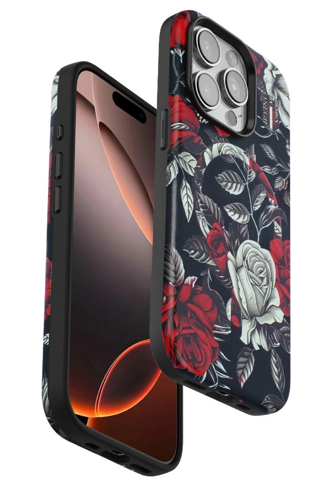 Mey İthalat®  iPhone 14 Pro Flower Series Magsafe Kapak - Siyah