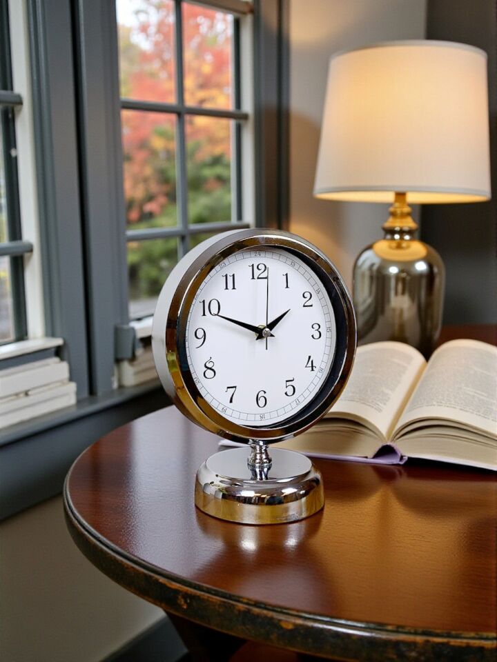 Silver Aura 25 x 20 Cm Metal Zarif Masa Saati